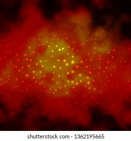 Dark Orange vector background with colorful stars. Colorful illustration in abstract style with gradient stars. Pattern for wrapping gifts.
