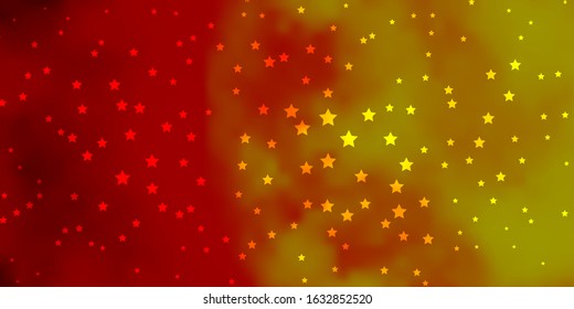 Dark Orange vector background with colorful stars. Blur decorative design in simple style with stars. Pattern for new year ad, booklets.
