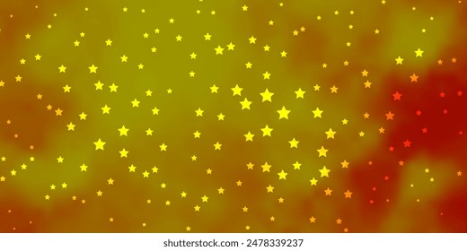 Dunkelorange Vektorgrafik Hintergrund mit bunten Sternen. Leuchtende bunte Illustration mit kleinen und großen Sternen. Muster zum Verpacken von Geschenken.