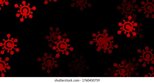 Dark orange vector background with covid-19 symbols. Simple design in abstract style with infection forms. Wallpaper for health protection.