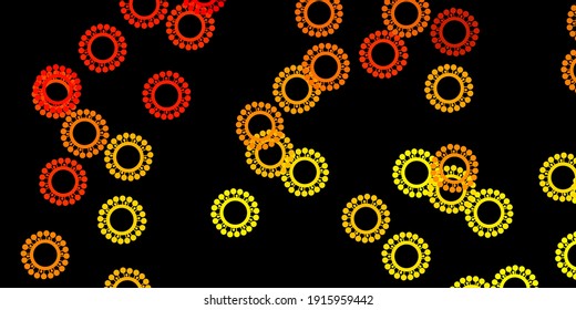 Fondo vector naranja oscuro con símbolos covid-19. Diseño simple en estilo abstracto con formas de infección. Sencillo dibujo contra la fiebre de peligro.