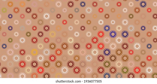 Dunkelorangefarbener Vektorhintergrund mit covid-19 Symbolen. Intelligente Illustration mit Kopfzeichen im dekorativen Stil. Einfache Zeichnung gegen Gefahrenfieber.