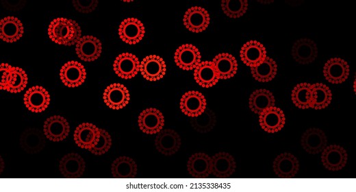 Dark orange vector background with covid-19 symbols. Colorful  gradient illness symbols in simple abstract style. Best design for quarantine events.