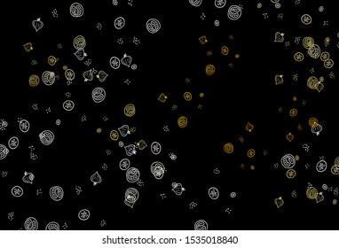 Dark Orange vector background with cuisine gourmet. Decorative illustration with food on abstract template. Pattern for ad, booklets, leaflets of restaurants.