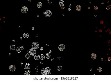 Dark Orange vector background with cuisine gourmet. Beautiful colorful illustration with food in doodle style. Pattern for ad, booklets, leaflets of restaurants.