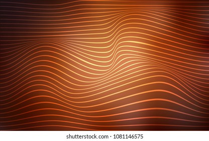 Dark Orange vector background with curved ribbons. Colorful illustration in abstract cranked style with gradient. Pattern for your business design.