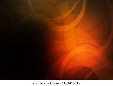 Dark Orange vector background with curved circles. Colorful abstract illustration with gradient lines. The best blurred design for your business.