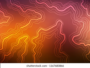 Dark Orange vector background with curved circles. Glitter abstract illustration with wry lines. Marble style for your business design.