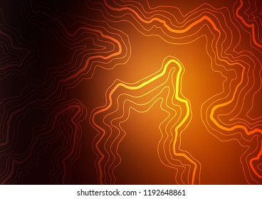 Dark Orange vector background with curved circles. Glitter abstract illustration with wry lines. A new texture for your  ad, booklets, leaflets.