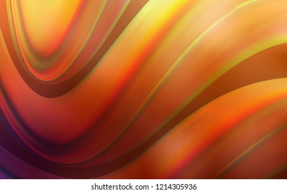 Dark Orange vector background with curved circles. Shining illustration, which consist of blurred lines, circles. Textured wave pattern for backgrounds.