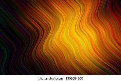 Dark Orange vector background with curved circles. Shining illustration, which consist of blurred lines, circles. The template for cell phone backgrounds.