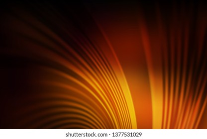 Dark Orange vector background with curved lines. Colorful illustration in abstract style with gradient. Template for cell phone screens.