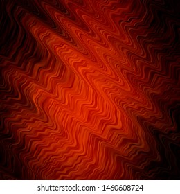 Dark Orange vector background with curved lines. Illustration in halftone style with gradient curves. Pattern for commercials, ads.