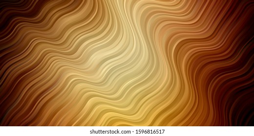 Dark Orange vector background with curved lines. Abstract illustration with bandy gradient lines. Pattern for websites, landing pages.