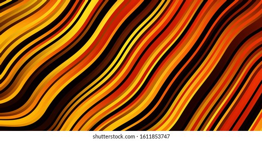 Dark Orange vector background with curved lines. Gradient illustration in simple style with bows. Best design for your ad, poster, banner.