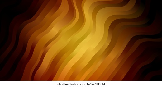 Dark Orange vector background with curved lines. Illustration in halftone style with gradient curves. Design for your business promotion.