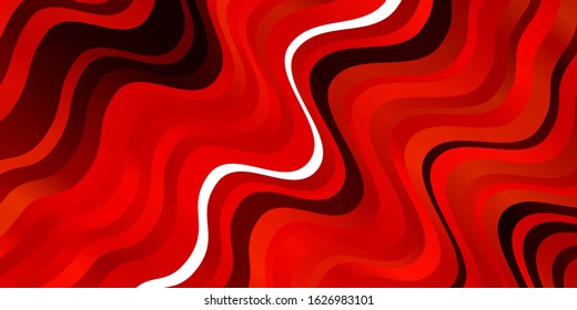 Dark Orange vector background with curved lines. Colorful geometric sample with gradient curves.  Pattern for booklets, leaflets.