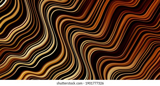 Dark Orange vector background with curved lines. Abstract illustration with bandy gradient lines. Pattern for websites, landing pages.