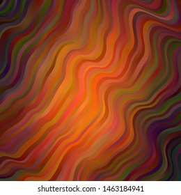Dark Orange vector background with curves. Colorful illustration in circular style with lines. Best design for your posters, banners.