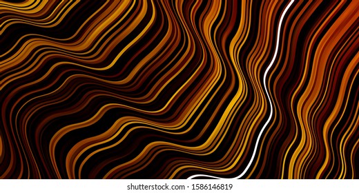 Dark Orange vector background with curves. Colorful illustration in abstract style with bent lines. Best design for your posters, banners.