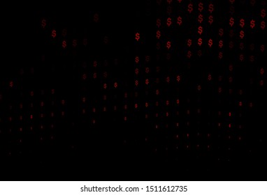 Dark Orange vector background with dollar, USD, usa. Shining colored illustration with dollar, USD, usa signs. Best design for your ad, poster, banner of money.