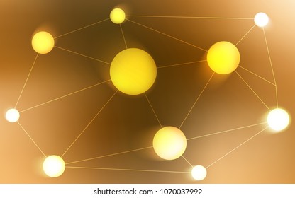 Dark Orange vector background with dots and lines. Glitter abstract illustration with connection of triangle structure. Completely new template for your brand book.