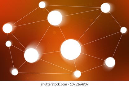 Dark Orange vector background with dots and lines. Illustration with set of colorful abstract circles and lines. Pattern can be used for ads, leaflets.