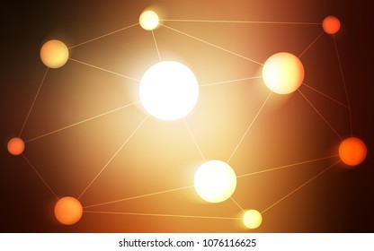 Dark Orange vector background with dots and lines. Abstract illustration with colorful discs and triangles. Beautiful design for your business advert.
