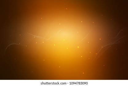 Dark Orange vector background with dots. Blurred bubbles on abstract background with colorful gradient. Pattern can be used as texture of water, rain drops.