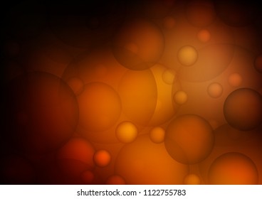 Dark Orange vector background with dots. Blurred bubbles on abstract background with colorful gradient. The pattern can be used for beautiful websites.