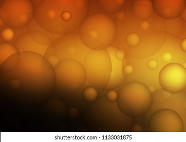 Dark Orange vector background with dots. Glitter abstract illustration with blurred drops of rain. Pattern can be used as texture of water, rain drops.