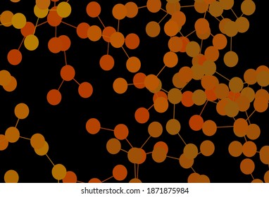 Dark Orange vector background with forms of artificial intelligence. Abstract illustration with links and dots of AI. Design for depiction of cyber innovations.