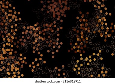 Dark Orange vector background with forms of artificial intelligence. Colored AI structure with gradient lines and dots. Design for depiction of cyber innovations.