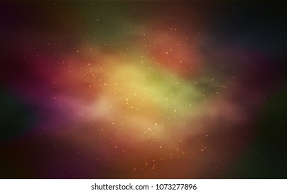Dark Orange vector background with galaxy stars. Blurred decorative design in simple style with galaxy stars. Pattern for futuristic ad, booklets.
