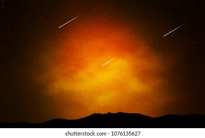 Dark Orange vector background with galaxy stars. Modern abstract illustration with Big Dipper stars. Best design for your ad, poster, banner.