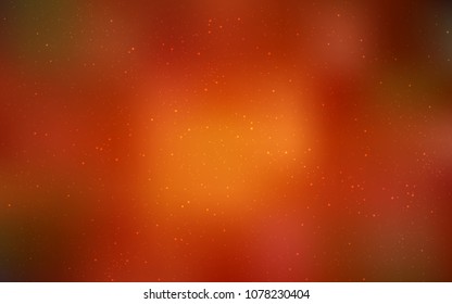 Dark Orange vector background with galaxy stars. Glitter abstract illustration with colorful cosmic stars. Best design for your ad, poster, banner.
