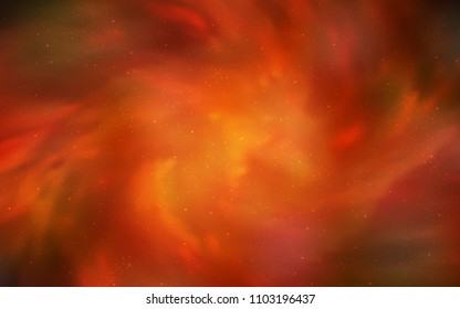 Dark Orange vector background with galaxy stars. Glitter abstract illustration with colorful cosmic stars. Smart design for your business advert.