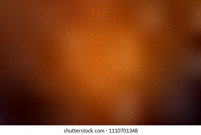 Dark Orange vector background with galaxy stars. Shining colored illustration with bright astronomical stars. Best design for your ad, poster, banner.