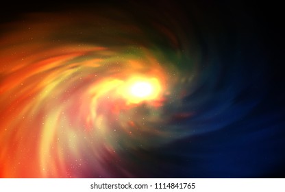 Dark Orange vector background with galaxy stars. Shining colored illustration with bright astronomical stars. Best design for your ad, poster, banner.