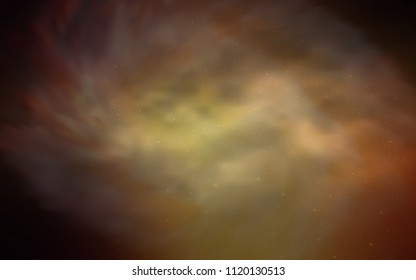Dark Orange vector background with galaxy stars. Space stars on blurred abstract background with gradient. Best design for your ad, poster, banner.
