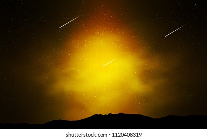 Dark Orange vector background with galaxy stars. Blurred decorative design in simple style with galaxy stars. Template for cosmic backgrounds.