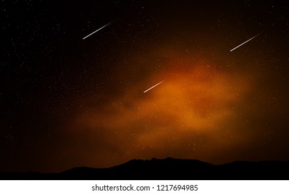 Dark Orange vector background with galaxy stars. Shining illustration with sky stars on abstract template. Pattern for astronomy websites.
