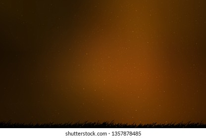 Dark Orange vector background with galaxy stars. Glitter abstract illustration with colorful cosmic stars. Template for cosmic backgrounds.