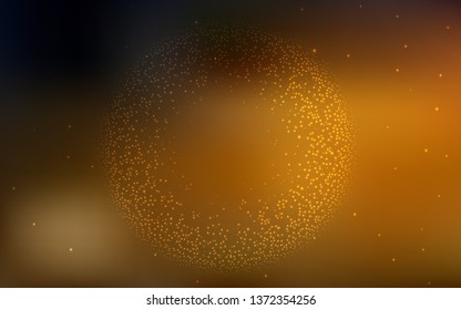 Dark Orange vector background with galaxy stars. Shining illustration with sky stars on abstract template. Smart design for your business advert.