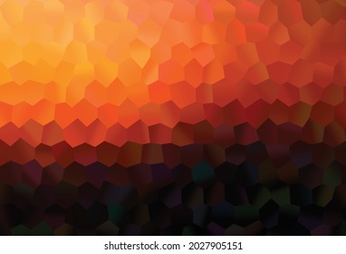 Dark Orange vector background with hexagons. Simple background with colorful hexagons. Pattern for ads, leaflets.