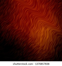 Dark Orange vector background with lines. Bright illustration with gradient circular arcs. Pattern for websites, landing pages.