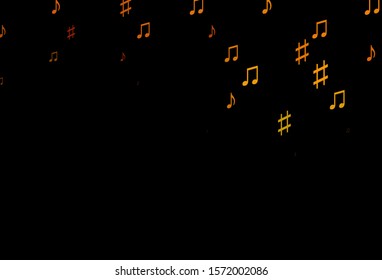 Dark Orange vector background with music symbols. Modern abstract illustration with melody keys. Modern design for wallpapers.