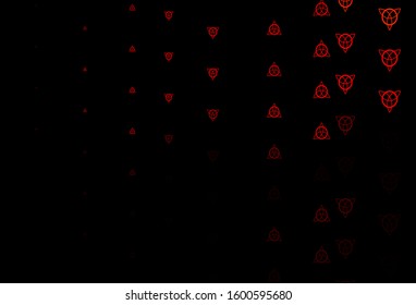 Dark Orange vector background with occult symbols. Abstract illustration with gothic gradient shapes. Best design halloween events.