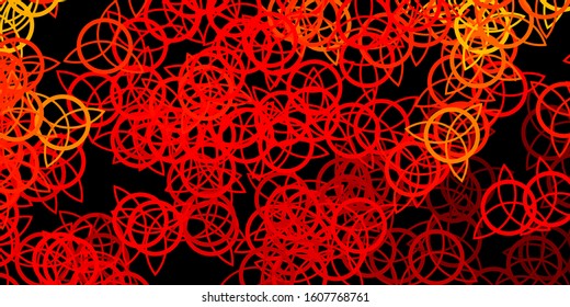 Dark Orange vector background with occult symbols. Colorful vintage illustration with gradient alchemy shapes. Simple base for your occult design.