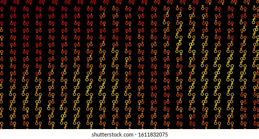 Dark Orange vector background with occult symbols. Illustration with magical signs of spiritual power. Simple design for occult depiction.
